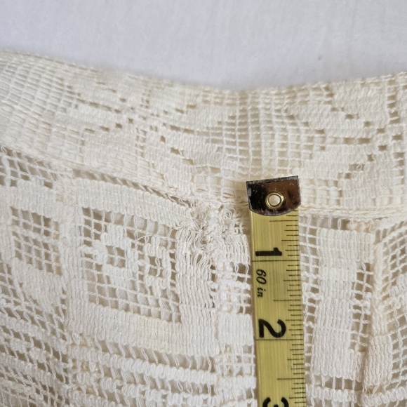 Free People Rebel Rebel Maxi Skirt FLAW Crochet Lace Cream Slit Boho Festival L - Picture 13 of 13